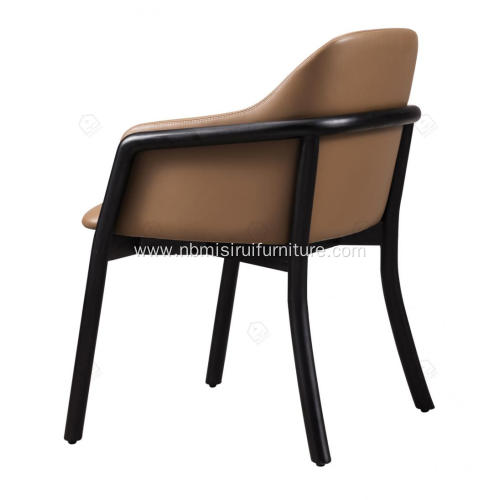 Designer brown leather armrest single chairs